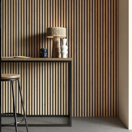 OAK INTERNAL WALL SLATTED PANELS – 600mm x 2400mm - SMOOTH FINISH