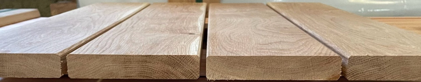 OAK DECKING BOARDS SMOOTH FINISH - A GRADE – 22mm thick x 120mm - Various Lengths