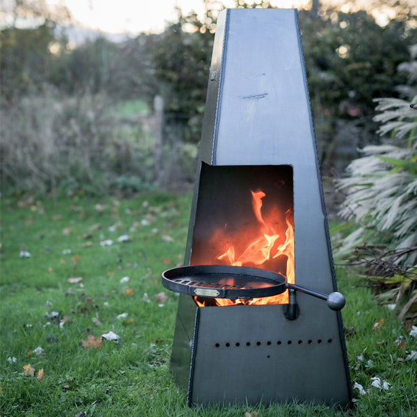 MINIMALIST CHIMINEA - with detachable swing arm BBQ rack